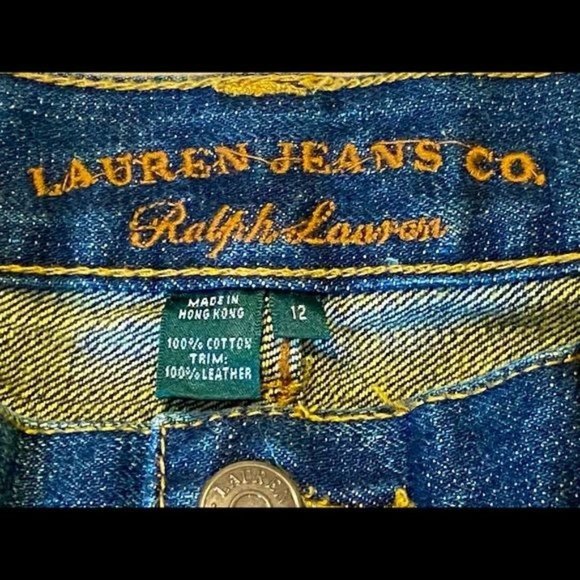 Lauren Jeans Company HOST PICK Lauren Denim Blue Jeans Leather Pockets Sz 12 - Picture 4 of 11